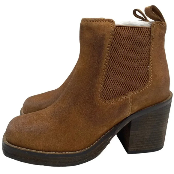 Diba NWT Women's Boot Sereta Brown Suede Leather Chunky Heel Ankle size 6.5 - Picture 1 of 8
